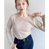 デコルテクルーネック長袖リブトップス | moment+ | 詳細画像27 