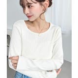 デコルテクルーネック長袖リブトップス | moment+ | 詳細画像3 