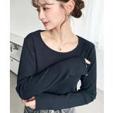 デコルテクルーネック長袖リブトップス | moment+ | 詳細画像31 