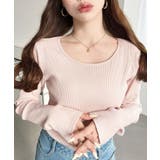 デコルテクルーネック長袖リブトップス | moment+ | 詳細画像34 