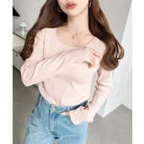 デコルテクルーネック長袖リブトップス | moment+ | 詳細画像36 