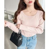 デコルテクルーネック長袖リブトップス | moment+ | 詳細画像38 