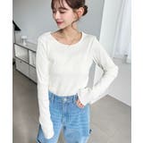 デコルテクルーネック長袖リブトップス | moment+ | 詳細画像4 