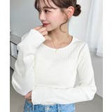 デコルテクルーネック長袖リブトップス | moment+ | 詳細画像5 