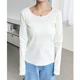 デコルテクルーネック長袖リブトップス | moment+ | 詳細画像6 