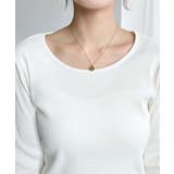 デコルテクルーネック長袖リブトップス | moment+ | 詳細画像7 