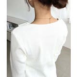 デコルテクルーネック長袖リブトップス | moment+ | 詳細画像9 