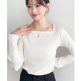デコルテスクエアネック長袖リブトップス | moment+ | 詳細画像12 
