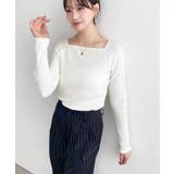 デコルテスクエアネック長袖リブトップス | moment+ | 詳細画像15 