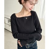 デコルテスクエアネック長袖リブトップス | moment+ | 詳細画像16 