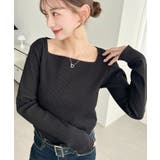 デコルテスクエアネック長袖リブトップス | moment+ | 詳細画像17 