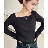 デコルテスクエアネック長袖リブトップス | moment+ | 詳細画像18 