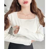 デコルテスクエアネック長袖リブトップス | moment+ | 詳細画像2 