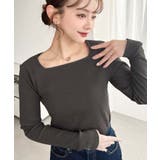 デコルテスクエアネック長袖リブトップス | moment+ | 詳細画像22 