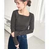 デコルテスクエアネック長袖リブトップス | moment+ | 詳細画像23 