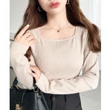 デコルテスクエアネック長袖リブトップス | moment+ | 詳細画像26 