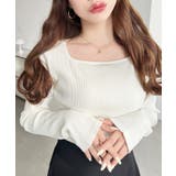 デコルテスクエアネック長袖リブトップス | moment+ | 詳細画像3 