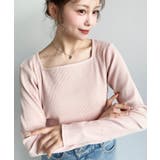 デコルテスクエアネック長袖リブトップス | moment+ | 詳細画像34 