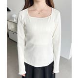 デコルテスクエアネック長袖リブトップス | moment+ | 詳細画像6 