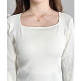 デコルテスクエアネック長袖リブトップス | moment+ | 詳細画像7 