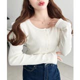 デコルテヘンリーネック長袖リブトップス | moment+ | 詳細画像11 