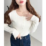 デコルテヘンリーネック長袖リブトップス | moment+ | 詳細画像12 