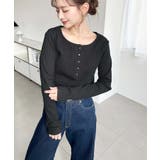 デコルテヘンリーネック長袖リブトップス | moment+ | 詳細画像18 