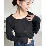 デコルテヘンリーネック長袖リブトップス | moment+ | 詳細画像19 