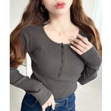 デコルテヘンリーネック長袖リブトップス | moment+ | 詳細画像22 