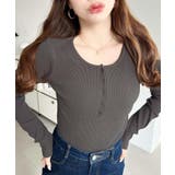 デコルテヘンリーネック長袖リブトップス | moment+ | 詳細画像24 