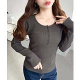 デコルテヘンリーネック長袖リブトップス | moment+ | 詳細画像26 