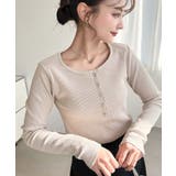 デコルテヘンリーネック長袖リブトップス | moment+ | 詳細画像27 