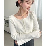 デコルテヘンリーネック長袖リブトップス | moment+ | 詳細画像3 