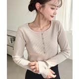 デコルテヘンリーネック長袖リブトップス | moment+ | 詳細画像30 