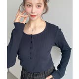 デコルテヘンリーネック長袖リブトップス | moment+ | 詳細画像32 