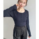 デコルテヘンリーネック長袖リブトップス | moment+ | 詳細画像35 