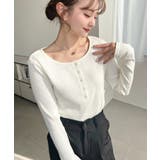 デコルテヘンリーネック長袖リブトップス | moment+ | 詳細画像4 