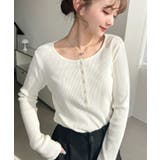 デコルテヘンリーネック長袖リブトップス | moment+ | 詳細画像6 