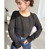 クルーネック袖ギャザー長袖シアークレープトップス | moment+ | 詳細画像10 