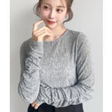 クルーネック袖ギャザー長袖シアークレープトップス | moment+ | 詳細画像12 