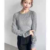 クルーネック袖ギャザー長袖シアークレープトップス | moment+ | 詳細画像14 