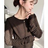 クルーネック袖ギャザー長袖シアークレープトップス | moment+ | 詳細画像17 