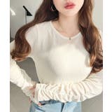 クルーネック袖ギャザー長袖シアークレープトップス | moment+ | 詳細画像2 