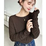 クルーネック袖ギャザー長袖シアークレープトップス | moment+ | 詳細画像20 