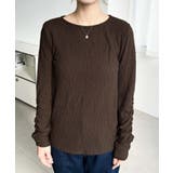 クルーネック袖ギャザー長袖シアークレープトップス | moment+ | 詳細画像23 