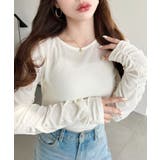 クルーネック袖ギャザー長袖シアークレープトップス | moment+ | 詳細画像5 