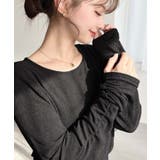 クルーネック袖ギャザー長袖シアークレープトップス | moment+ | 詳細画像7 