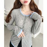 杢グレー | 配色レイヤードライクシアークレープカーディガン | moment+