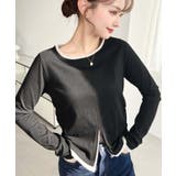 ブラック | 配色レイヤードライクセンタースリットシアープルオーバー | moment+