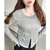 杢グレー | 配色レイヤードライクセンタースリットシアープルオーバー | moment+